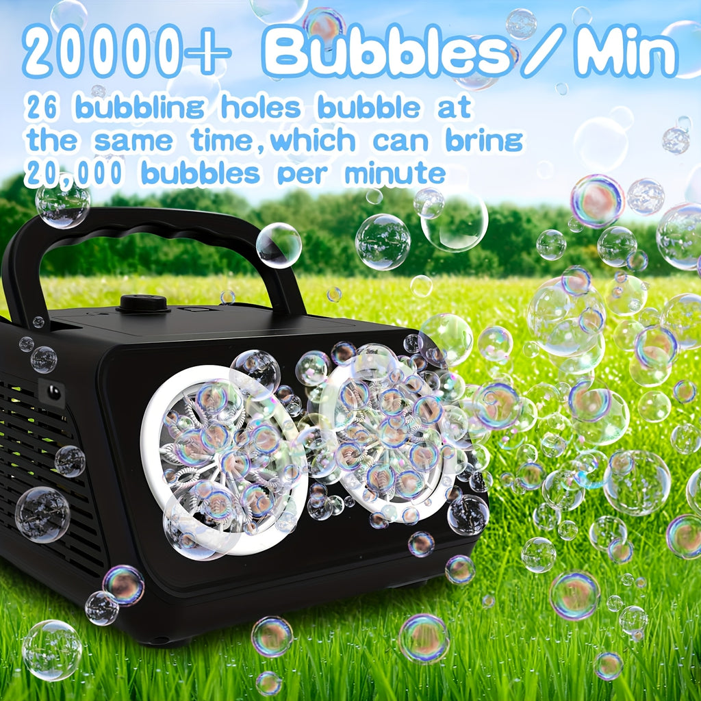 Automatic Bubble Machine, Bubble Blower With 2 Fans 20000+Bubbles Per/Min, Electric Bubble Maker For Kids Toddlers, Operated By Batteries, Includes Bubble Solution, Bubble Toys For Outdoor.
