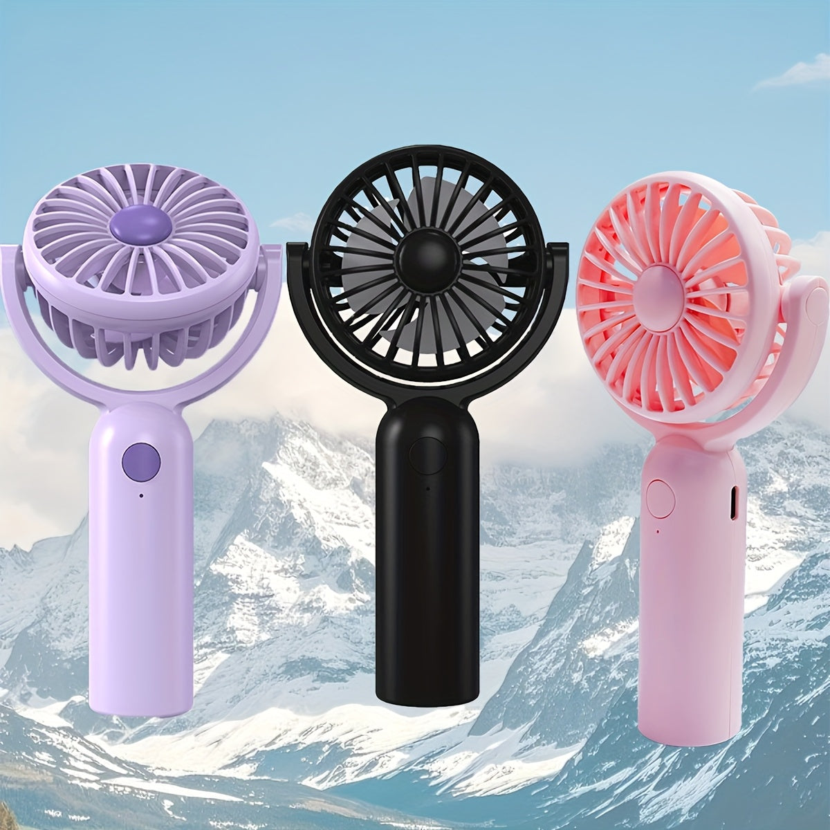 3pcs Portable Handheld Fan Lightweight Pocket Electric Fan Outdoor Travel Rechargeable 3 Speed Electric 180° Adjustable