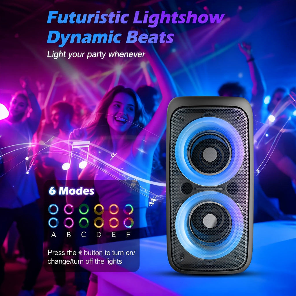 Wireless Speaker Portable Wireless Karaoke Speaker | Sleek, Compact High-Power Subwoofer Speaker with 1200mAh Battery, Supports TF Card & USB, Modern Sound Quality, Christmas Atmosphere, Black ABS Material, Tabletop Mount, Button Control