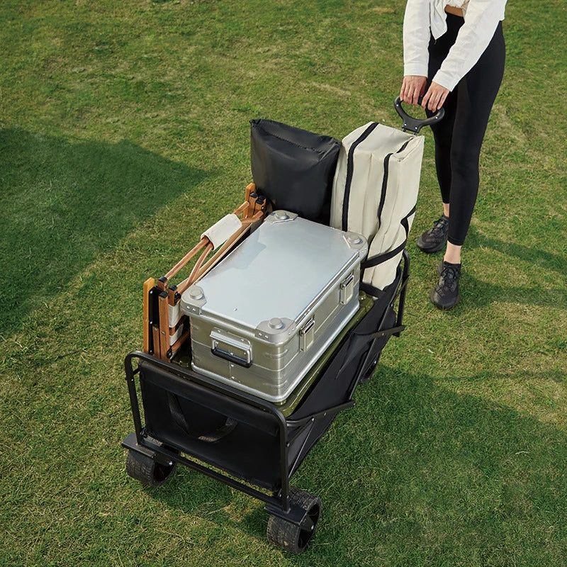 Outdoor Camping Trolley with Adjustable Handle, Large Capacity, Suitable for Garden and Beach Use