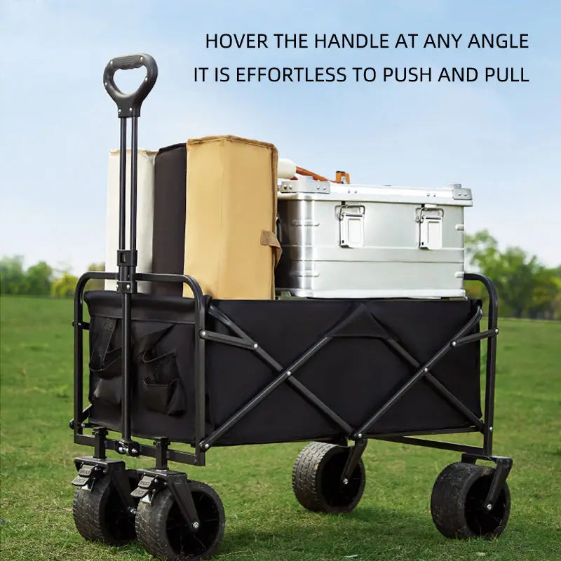 Outdoor Camping Trolley with Adjustable Handle, Large Capacity, Suitable for Garden and Beach Use