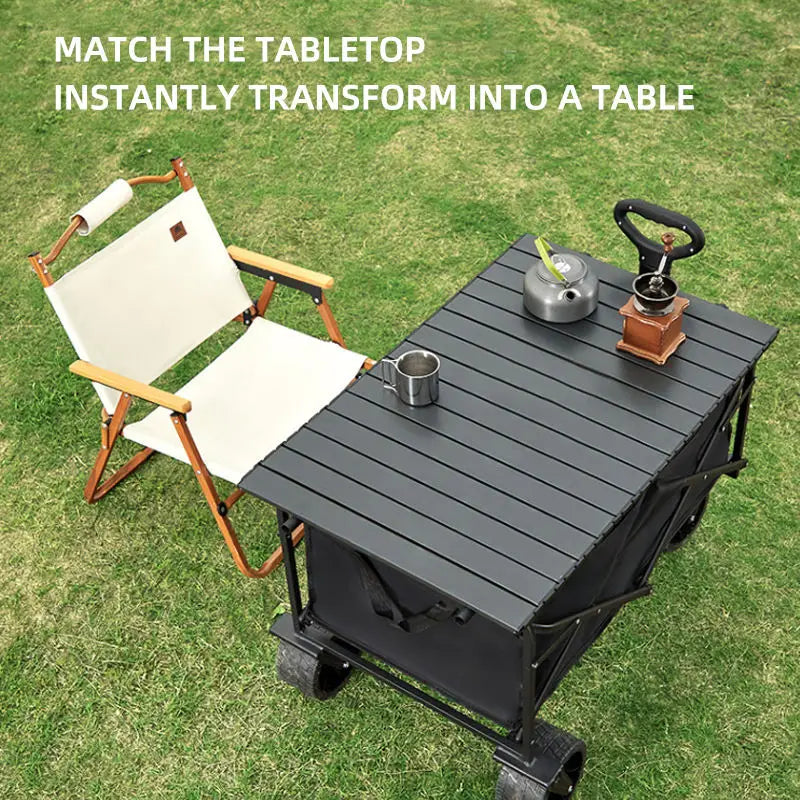 Outdoor Camping Trolley with Adjustable Handle, Large Capacity, Suitable for Garden and Beach Use