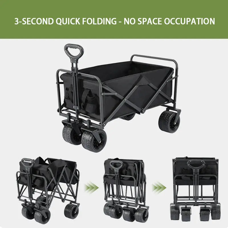Outdoor Camping Trolley with Adjustable Handle, Large Capacity, Suitable for Garden and Beach Use