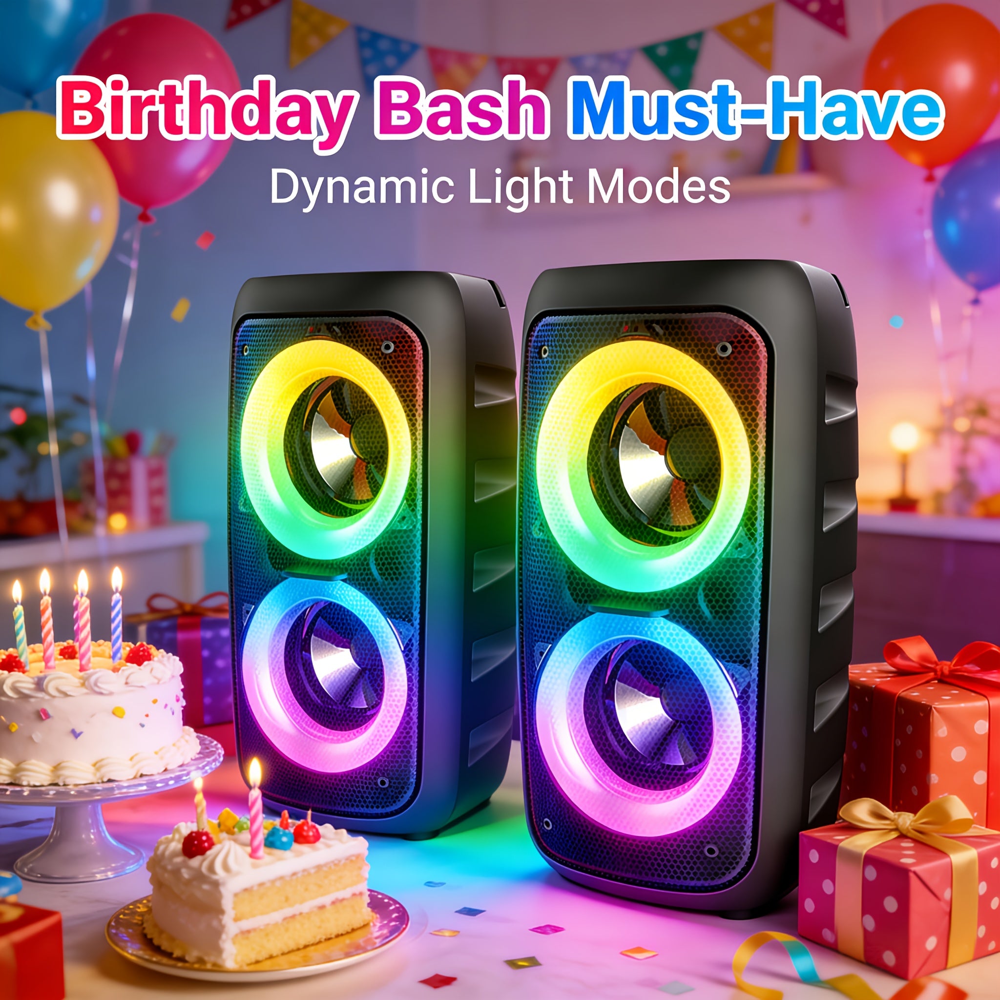 Wireless Speaker Portable Wireless Karaoke Speaker | Sleek, Compact High-Power Subwoofer Speaker with 1200mAh Battery, Supports TF Card & USB, Modern Sound Quality, Christmas Atmosphere, Black ABS Material, Tabletop Mount, Button Control