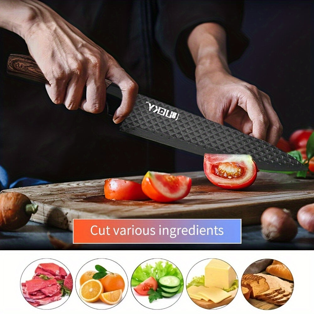 Professional 6/7pcs Kitchen Knife Set, Chef's Knife, Slicing Knife, Peeler, and Scissors, High-Carbon Stainless Steel, Ultra-Sharp, with Non-Stick Ergonomic Wooden Handle, Chef's Knife Set, Suitable for Home, Travel, and Gift Box Set